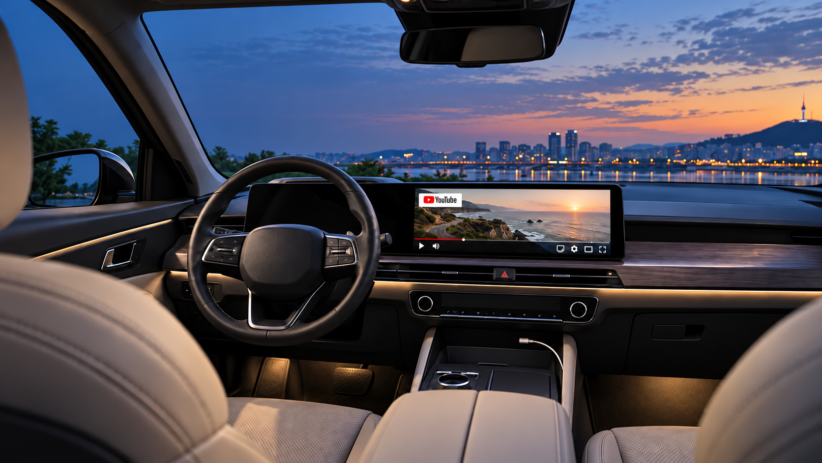 Video playback on the factory vehicle display while parked