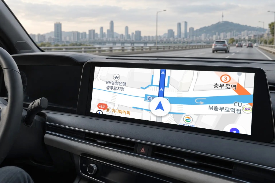 Route guidance on the factory vehicle display