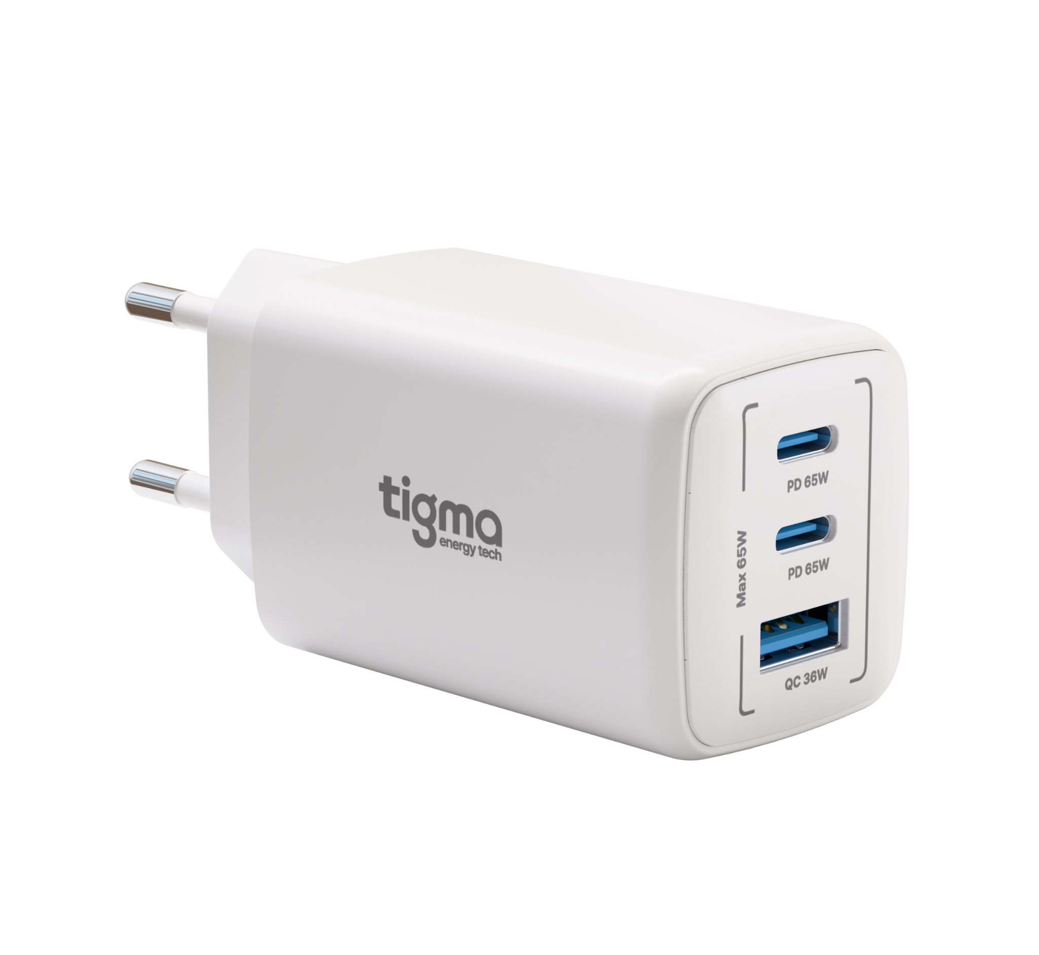 TIGMA 65W charger angled view